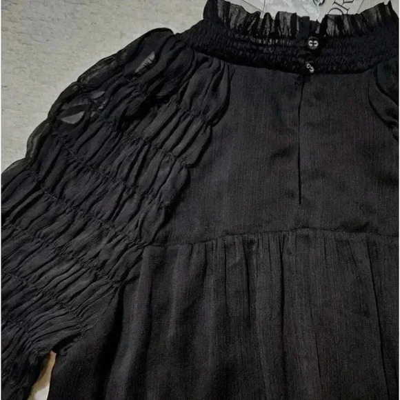 Nordstrom Rack DR2 Long balloon Sleeve Blouse Top sheer lined Size Medium NWT - Picture 10 of 11